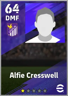 Alfie Cresswell eFootball 2026 player card — 64 OVR DMF