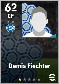 Demis Fiechter eFootball 2026 player card, 62 OVR CF