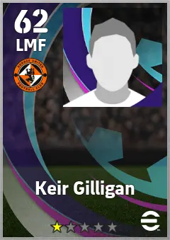 Keir Gilligan eFootball 2026 player card, 62 OVR LMF