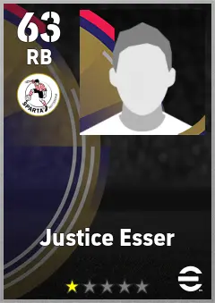 Justice Esser eFootball 2026 player card, 63 OVR RB