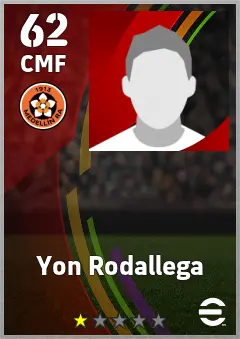 Yon Rodallega eFootball 2026 player card, 62 OVR CMF