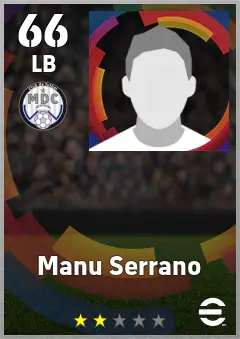 Manu Serrano eFootball 2026 player card — 66 OVR LB
