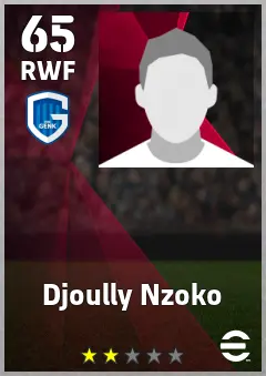 Djoully Nzoko eFootball 2026 player card, 65 OVR RWF