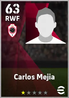 Carlos Mejia eFootball 2026 player card, 63 OVR RWF