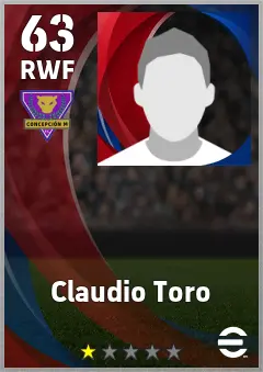 Claudio Toro eFootball 2026 player card, 63 OVR RWF