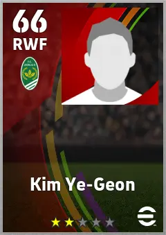 Kim Ye-Geon eFootball 2026 player card, 66 OVR RWF