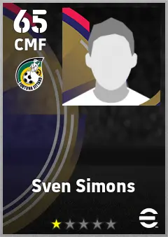 Sven Simons eFootball 2026 player card, 65 OVR CMF