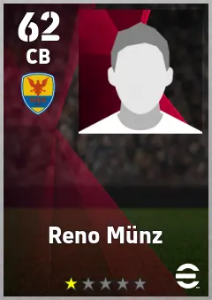 Reno Munz eFootball 2026 player card, 62 OVR CB