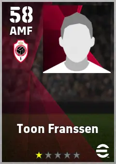 Toon Franssen eFootball 2026 player card, 58 OVR AMF