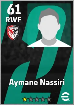 Aymane Nassiri eFootball 2026 player card, 61 OVR RWF