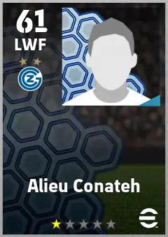 Alieu Conateh eFootball 2026 player card, 61 OVR LWF