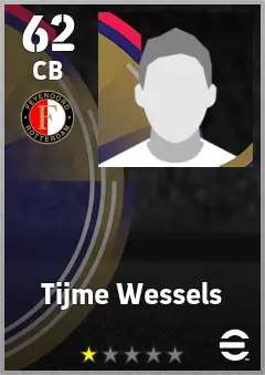 Tijme Wessels eFootball 2026 player card, 62 OVR CB
