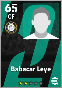 Babacar Leye eFootball 2026 player card, 65 OVR CF