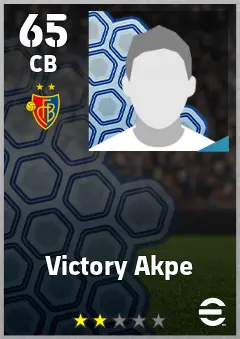 Victory Akpe eFootball 2026 player card, 65 OVR CB