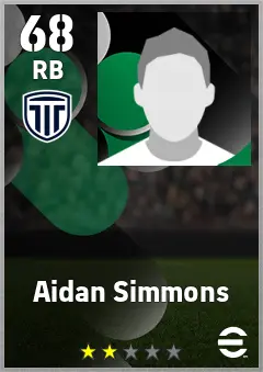 Aidan Simmons eFootball 2026 player card, 68 OVR RB