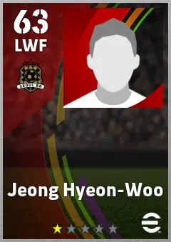 Jeong Hyeon-Woo eFootball 2026 player card, 63 OVR LWF