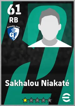 Sakhalou Niakate eFootball 2026 player card, 61 OVR RB