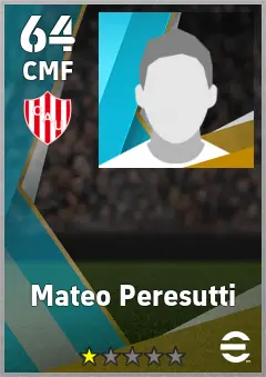 Mateo Peresutti eFootball 2026 player card, 64 OVR CMF