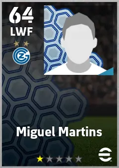 Miguel Martins eFootball 2026 player card, 64 OVR LWF