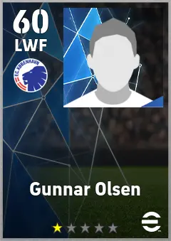 Gunnar Olsen eFootball 2026 player card, 60 OVR LWF