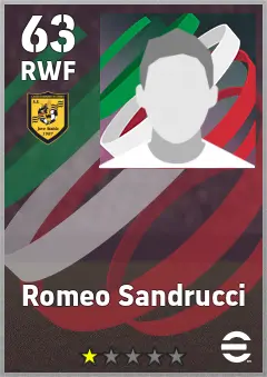 Romeo Sandrucci eFootball 2026 player card, 63 OVR RWF