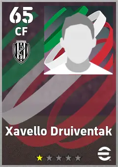 Xavello Druiventak eFootball 2026 player card, 65 OVR CF