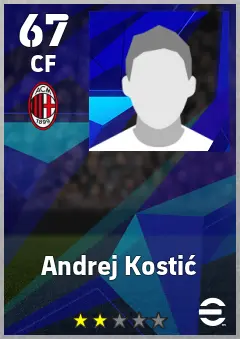 Andrej Kostic eFootball 2026 player card, 67 OVR CF