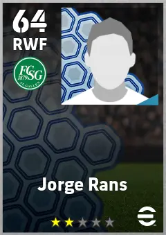 Jorge Rans eFootball 2026 player card, 64 OVR RWF