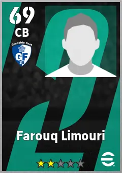 Farouq Limouri eFootball 2026 player card, 69 OVR CB