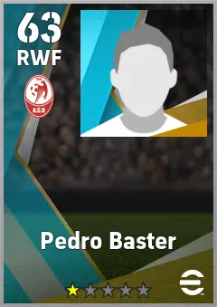 Pedro Baster eFootball 2026 player card, 63 OVR RWF