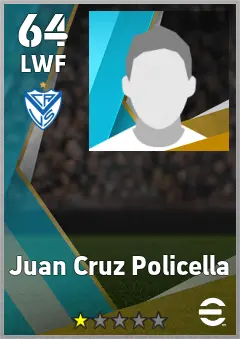 Juan Cruz Policella eFootball 2026 player card, 64 OVR LWF