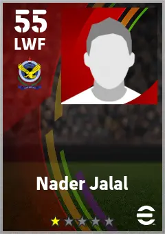 Nader Jalal eFootball 2026 player card — 55 OVR LWF