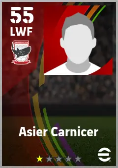Asier Carnicer eFootball 2026 player card — 55 OVR LWF