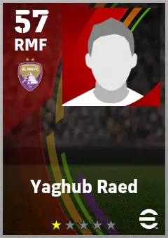 Yaghub Raed eFootball 2026 player card — 57 OVR RMF
