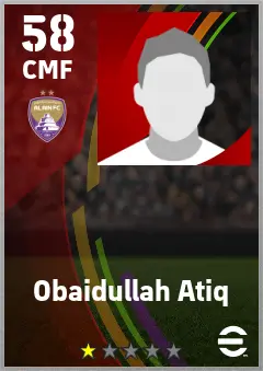 Obaidullah Atiq eFootball 2026 player card — 58 OVR CMF