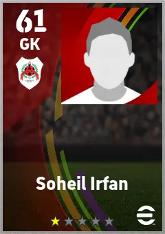 Soheil Irfan eFootball 2026 player card — 61 OVR GK