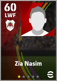 Zia Nasim eFootball 2026 player card — 60 OVR LWF