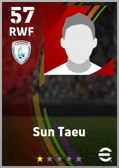 Sun Taeu eFootball 2026 player card — 57 OVR RWF