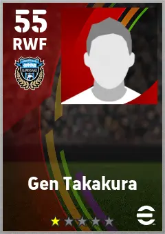 Gen Takakura eFootball 2026 player card — 55 OVR RWF