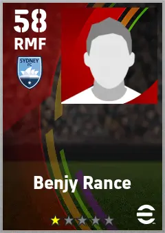 Benjy Rance eFootball 2026 player card — 58 OVR RMF