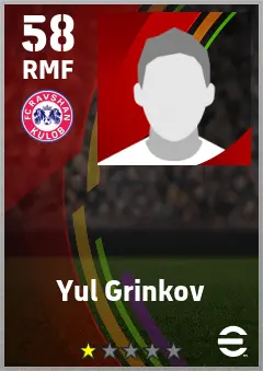 Yul Grinkov eFootball 2026 player card — 58 OVR RMF