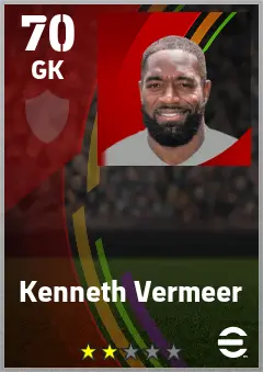 Kenneth Vermeer eFootball 2026 player card — 70 OVR GK