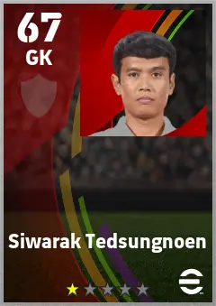 Siwarak Tedsungnoen eFootball 2026 player card — 67 OVR GK