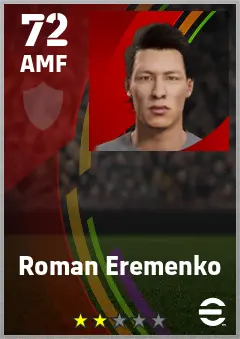 Roman Eremenko eFootball 2026 player card — 72 OVR AMF