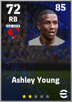 Ashley Young eFootball 2026 player card — 72 OVR RB
