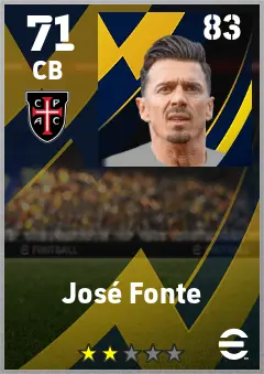 Jose Fonte eFootball 2026 player card — 71 OVR CB
