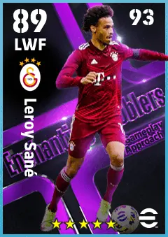 Leroy Sane eFootball 2026 player card — 89 OVR LWF
