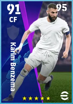 Karim Benzema eFootball 2026 player card — 91 OVR CF