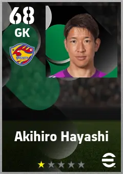 Akihiro Hayashi eFootball 2026 player card — 68 OVR GK