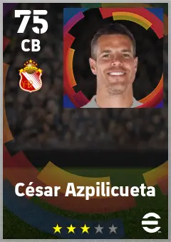 Cesar Azpilicueta eFootball 2026 player card — 75 OVR CB
